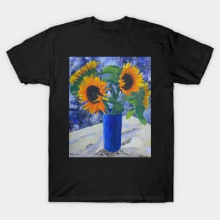 Sunflowers mixed media artwork T-Shirt